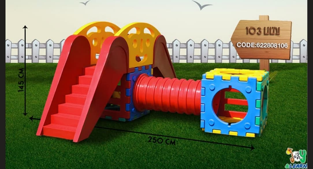 مجموعة ألعاب أطفال بلاستيك مع زحليقة ونفق – Kids Slide & Tunnel Playset