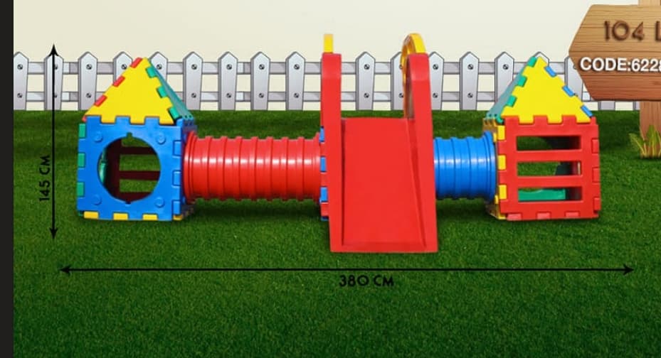 مجموعة ألعاب أطفال بلاستيكية مع نفق ومنزل منزلق (Kids Play Tunnel Slide Set)